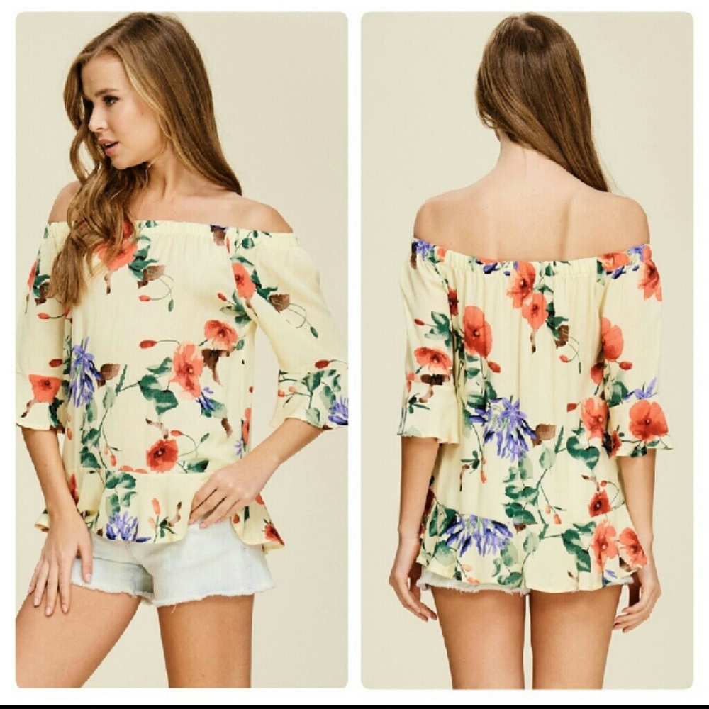 Off The Shoulder Floral Top - Picture 2 of 4